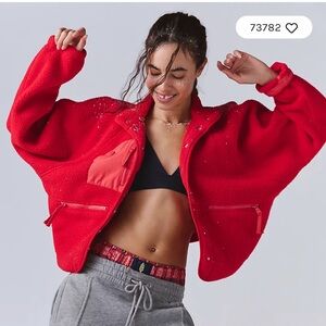 Free People Movement Hit The Slopes Fleece Jacket RED size XS EUC